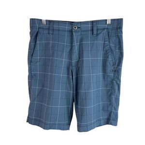 Under Armour Golf Shorts Mens 34 Gray Plaid Stretch‎ Quick Dry Nylon Polyester